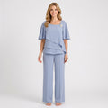 Two Piece Set – Layered Top and Wide Leg Trousers Elegant Style