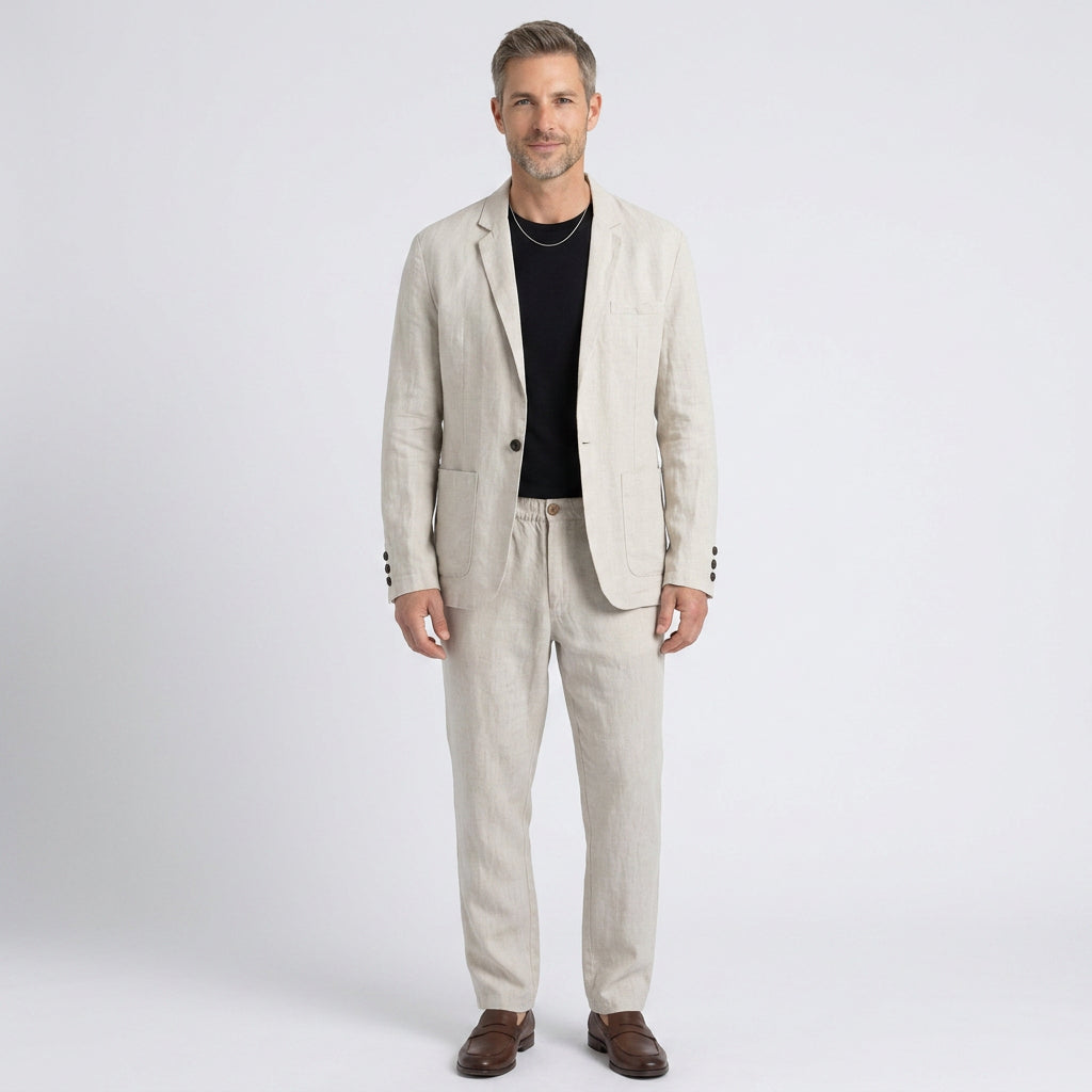 Men’s Linen Look Suit Set