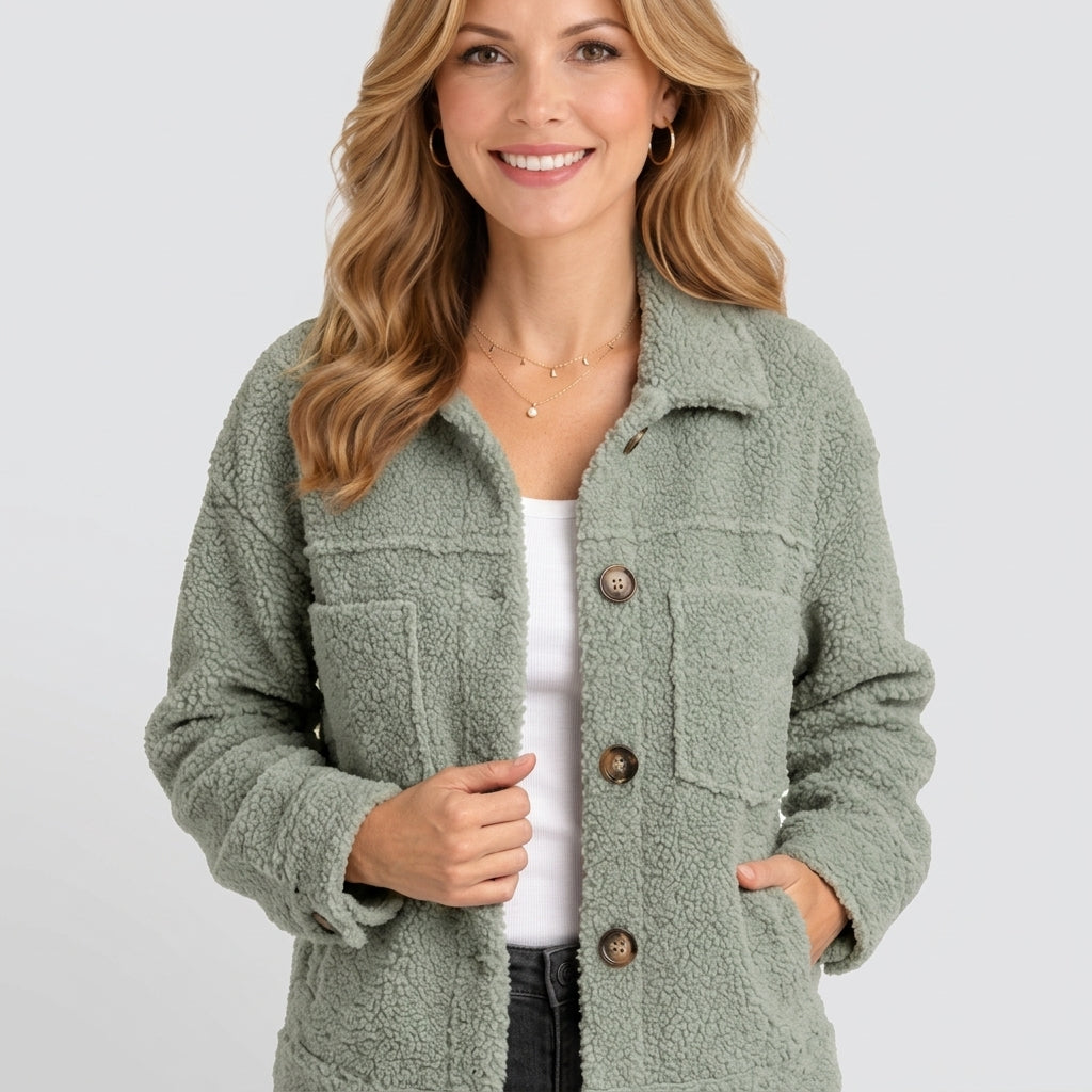 Women’s Button Front Fleece Coat
