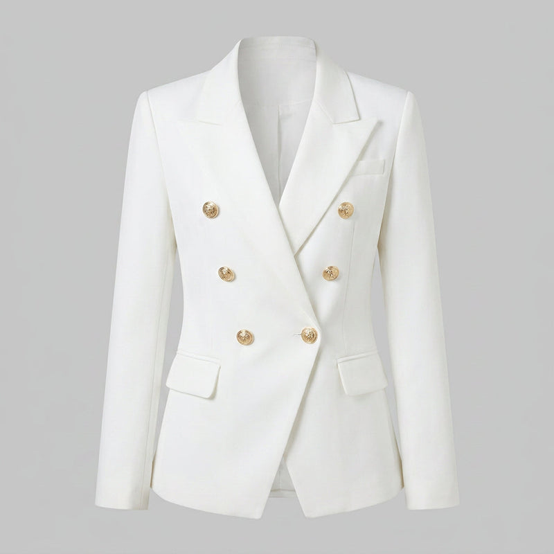 Women Tailored Blazer Double Breasted Structured Jacket