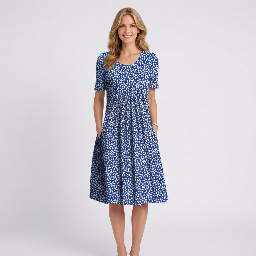 Floral Midi Dress Women’s Short Sleeve Summer Dress