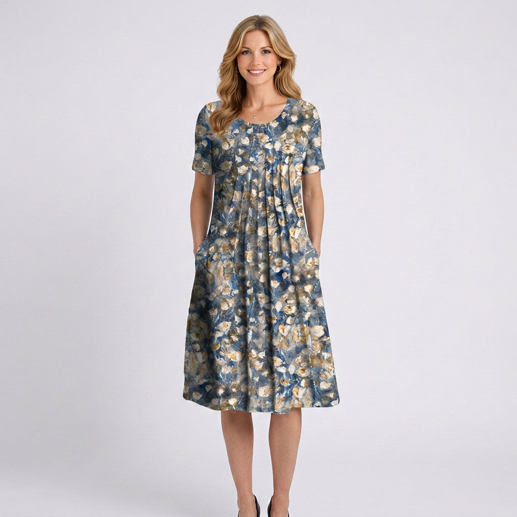 Floral Midi Dress Women’s Short Sleeve Summer Dress