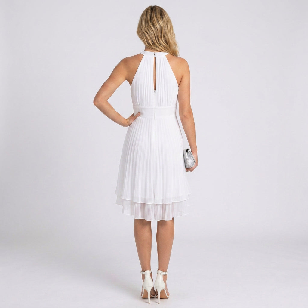 Mini Dress – Pleated Halter Layered Style