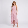 Halter Neck Pleated Maxi Dress Women’s Ruffle Occasion Dress