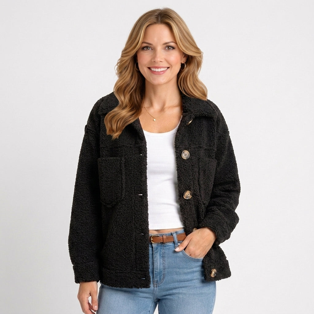 Women’s Button Front Fleece Coat
