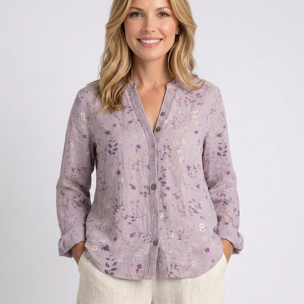 Blouse – Printed Button Front Relaxed Style