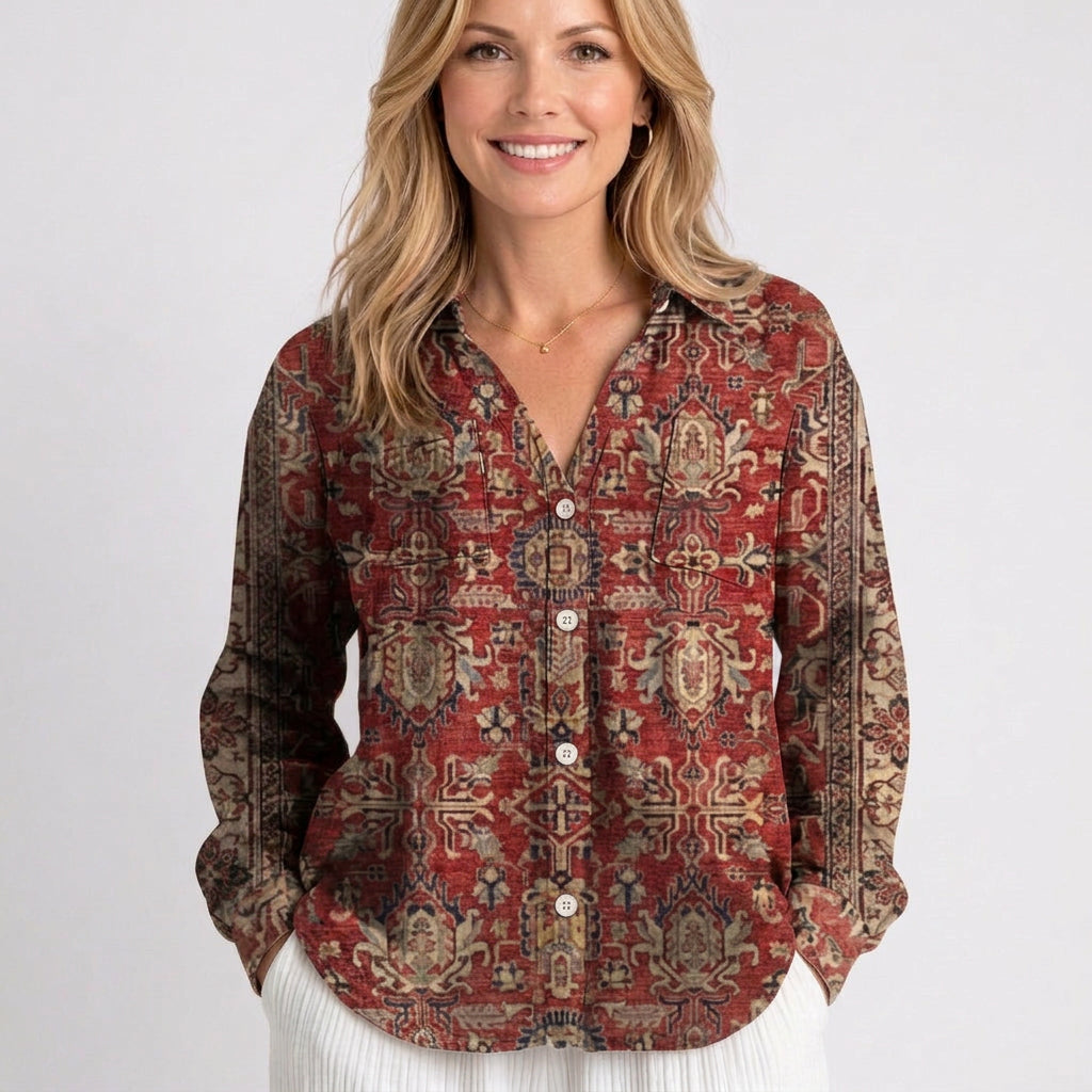 Blouse – Printed Button Front Relaxed Style