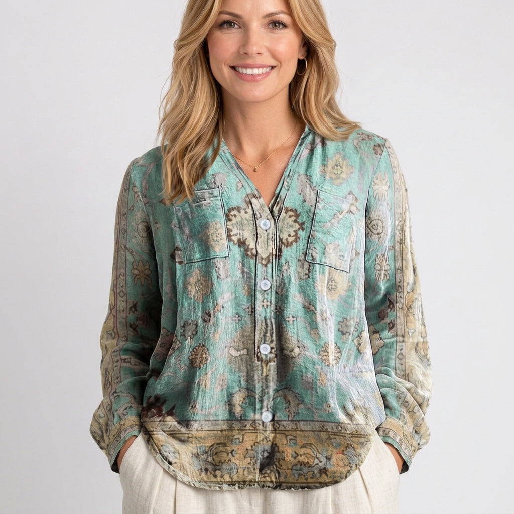 Blouse – Printed Button Front Relaxed Style