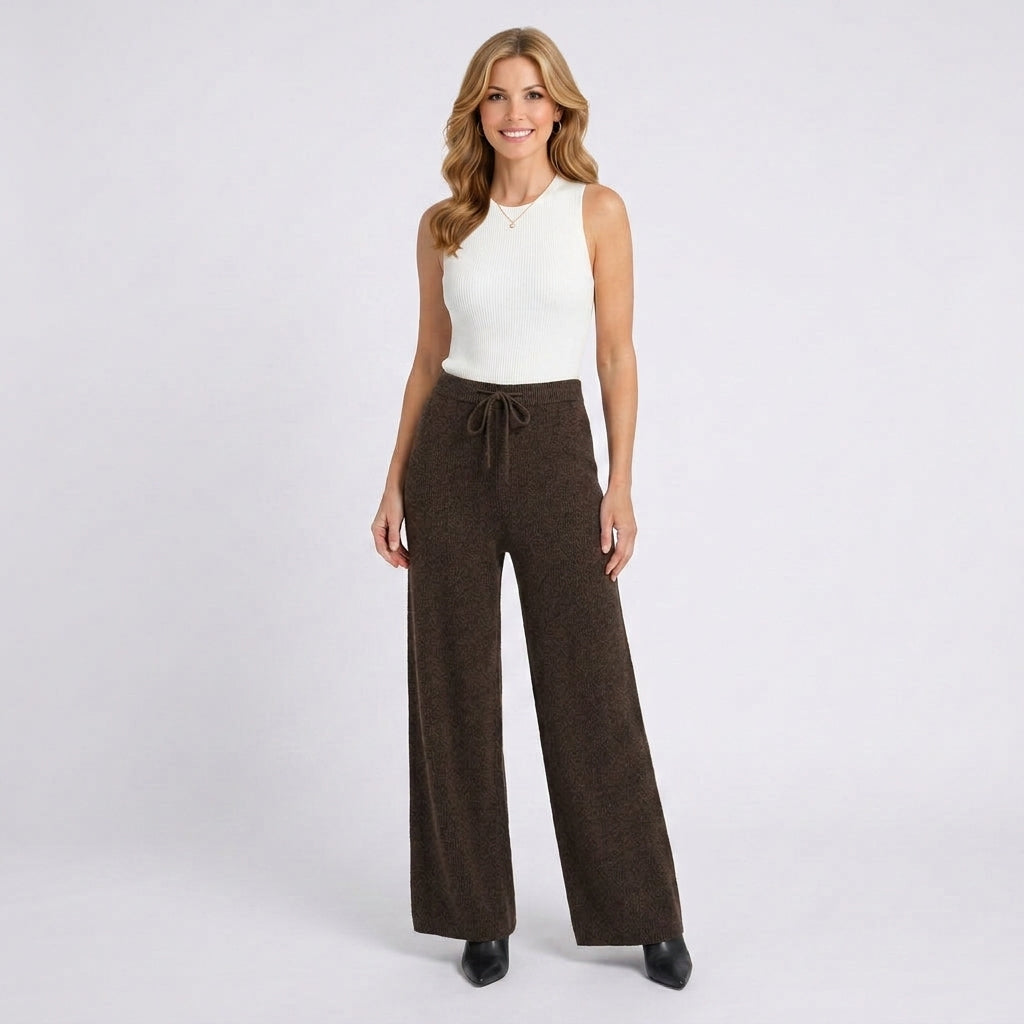 Knit Trousers – Drawstring Wide Leg Style