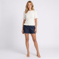 Top – Ruffle Hem Short Sleeve Knit Style