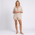 Two Piece Set – Textured Shirt and Shorts Relaxed Style