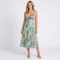 Midi Dress – Floral Cut-Out Tie Front Style