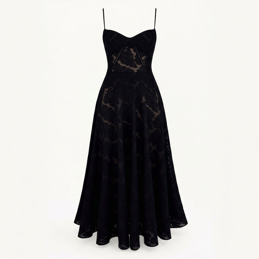 Maxi Dress – Sweetheart Strap Flared Style