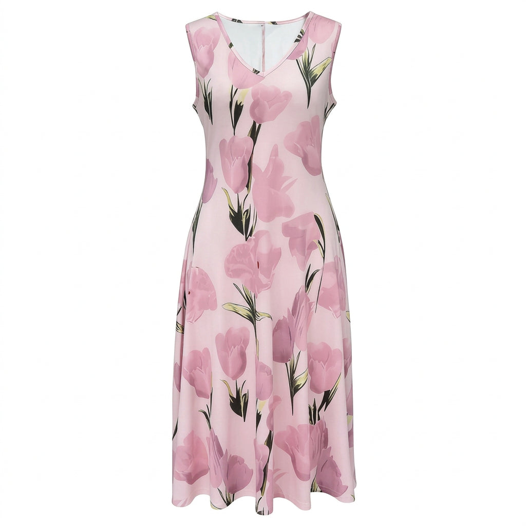 Midi Dress Set – Floral Dress and Cropped Jacket Elegant Style