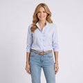 Striped Ruffle Shirt – Button Front Long Sleeve Style