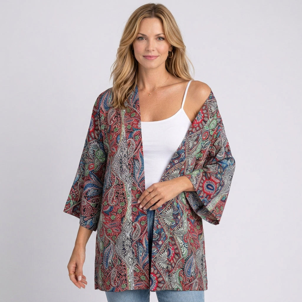 Kimono – Paisley Open Front Relaxed Style