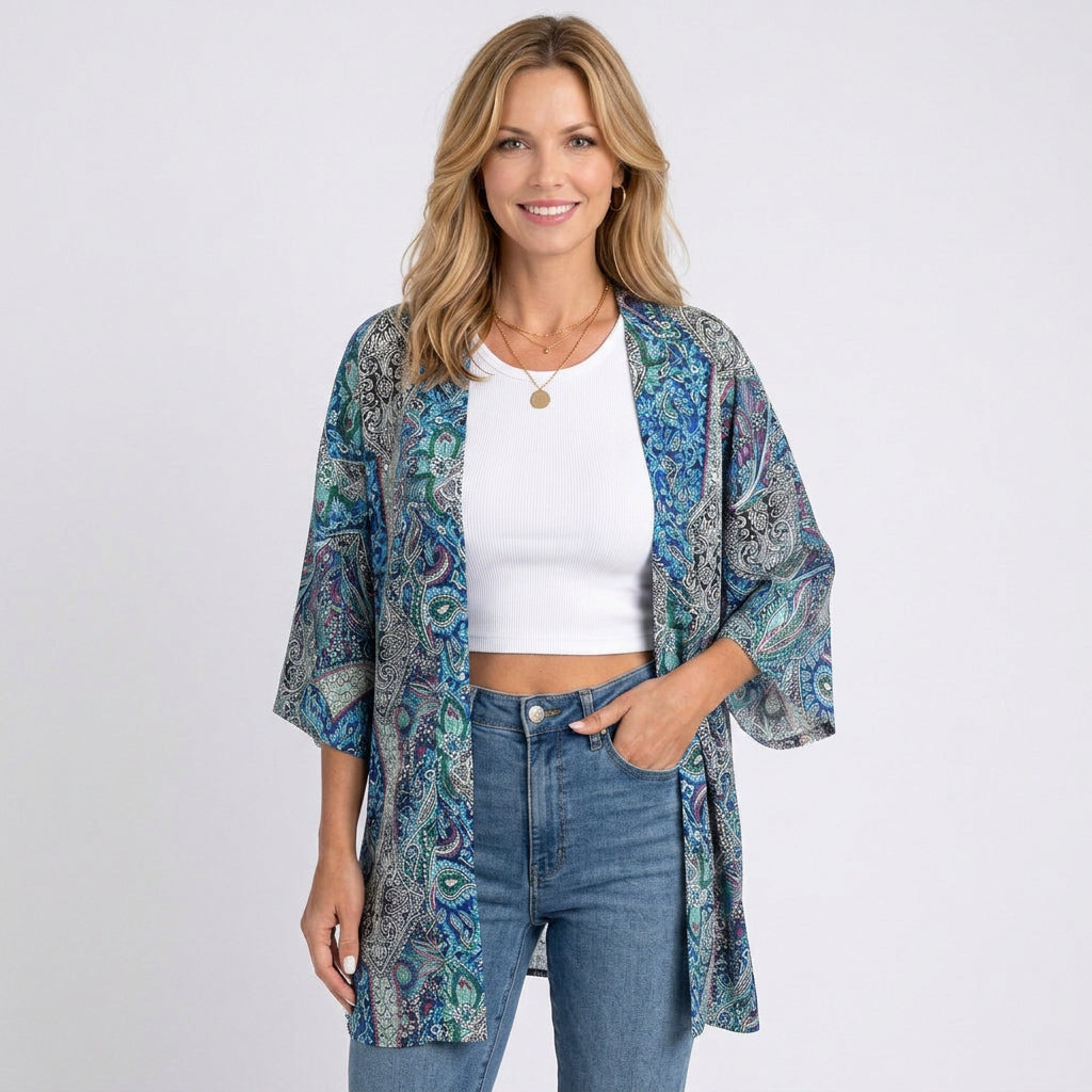 Kimono – Paisley Open Front Relaxed Style