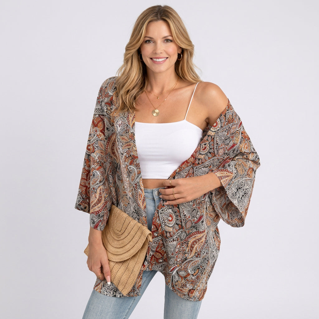 Kimono – Paisley Open Front Relaxed Style