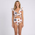 Swimsuit – Printed Cut-Out Ruffle Style