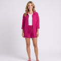 Two Piece Set – Textured Shirt and Shorts Relaxed Style