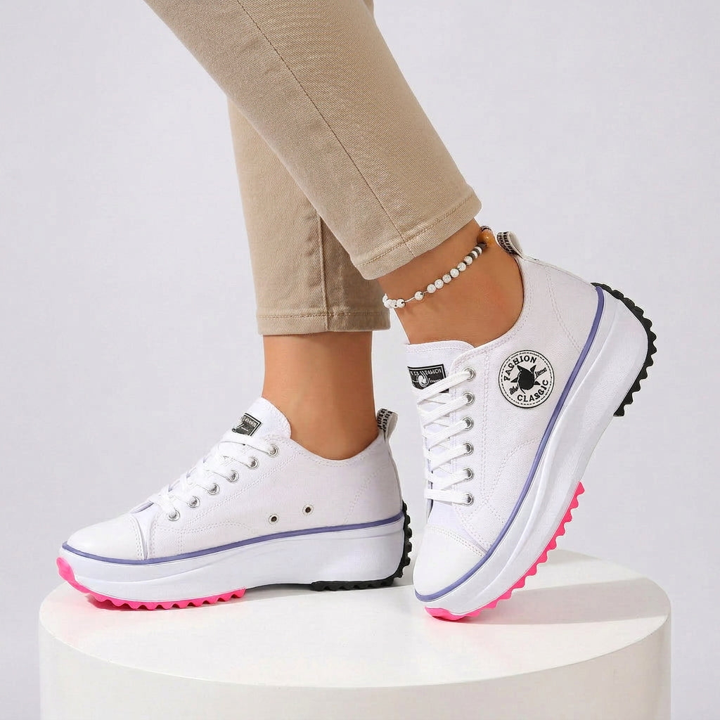 Sneakers – Wedge Lace-Up Sporty Style
