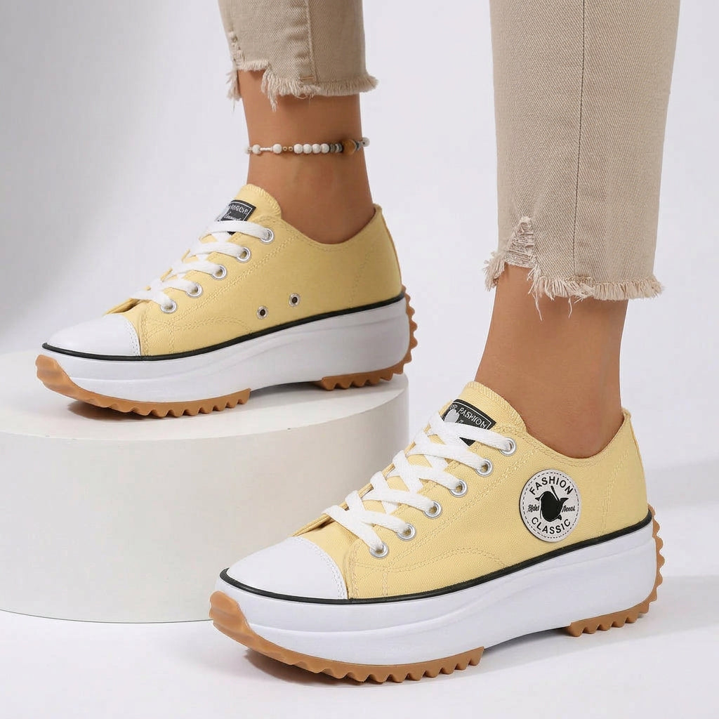Sneakers – Wedge Lace-Up Sporty Style