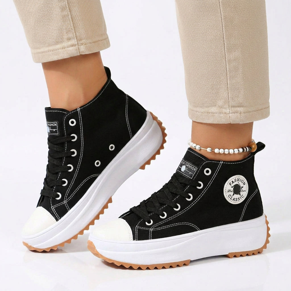 Sneakers – Wedge Lace-Up Sporty Style