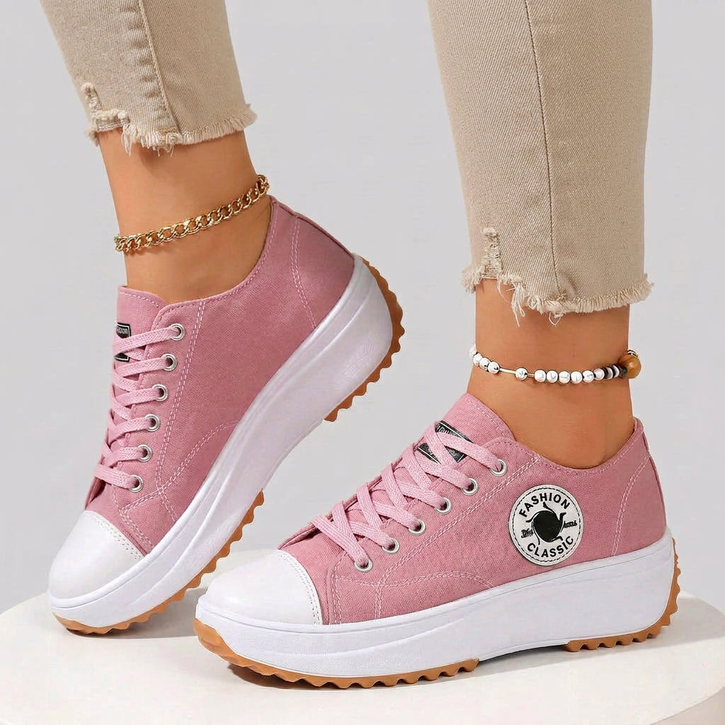 Sneakers – Wedge Lace-Up Sporty Style