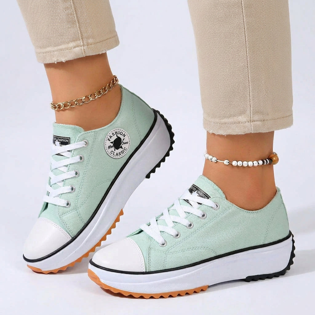 Sneakers – Wedge Lace-Up Sporty Style