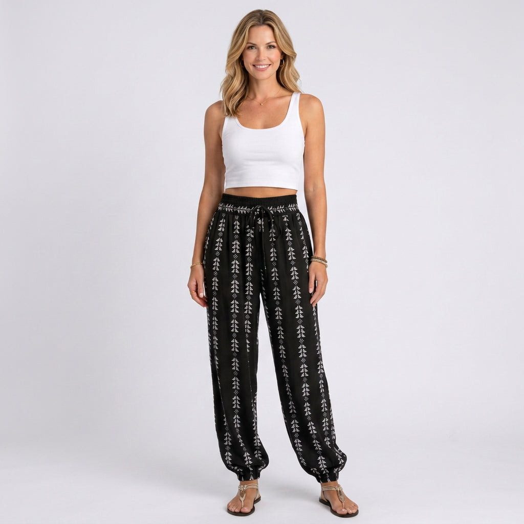 Trousers – Printed Drawstring Jogger Style