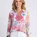 Blouse – Coastal Print Button Front Style