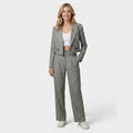 Suit Set – Pinstripe Cropped Blazer and Wide Leg Trousers