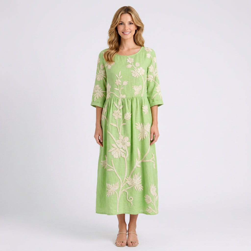 Dress – Embroidered Floral Midi Dress
