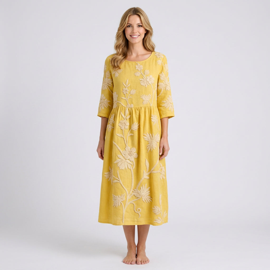 Dress – Embroidered Floral Midi Dress