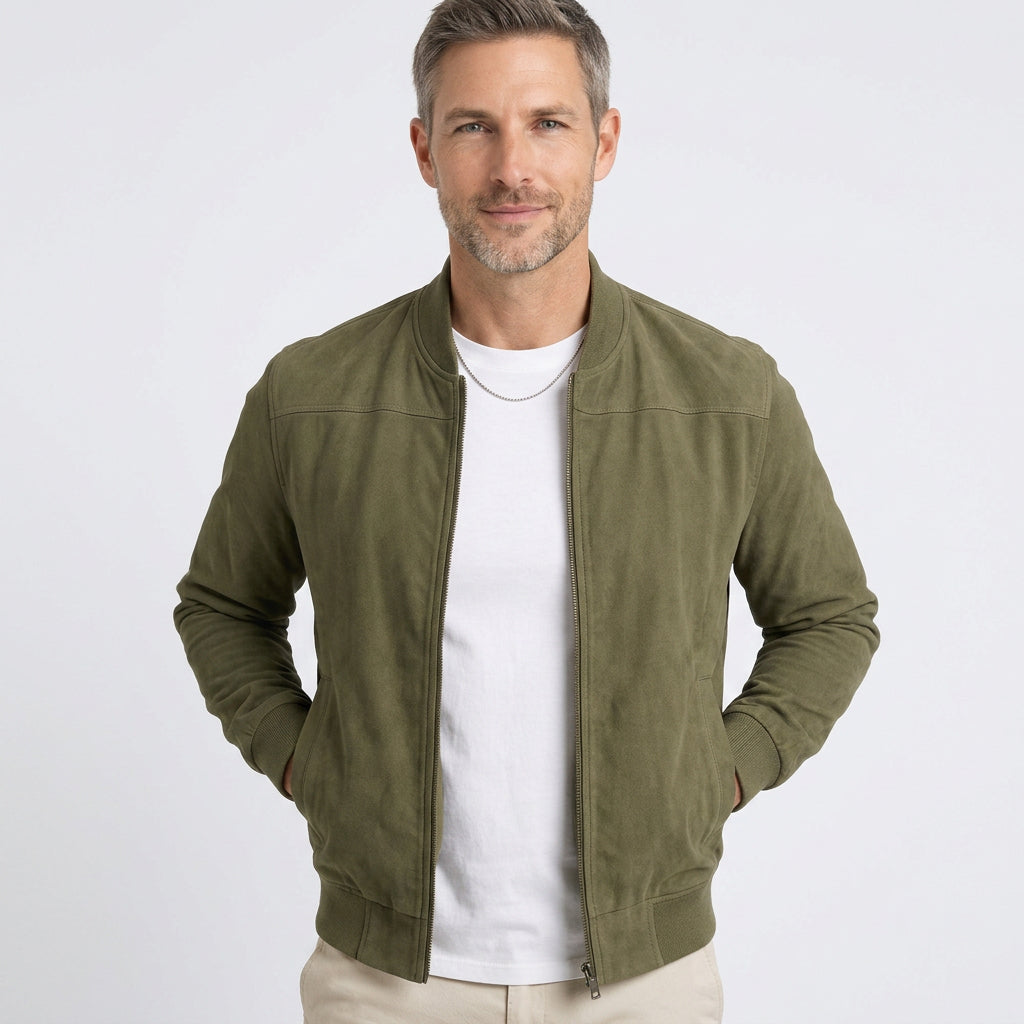 Men’s Suede Style Bomber Jacket