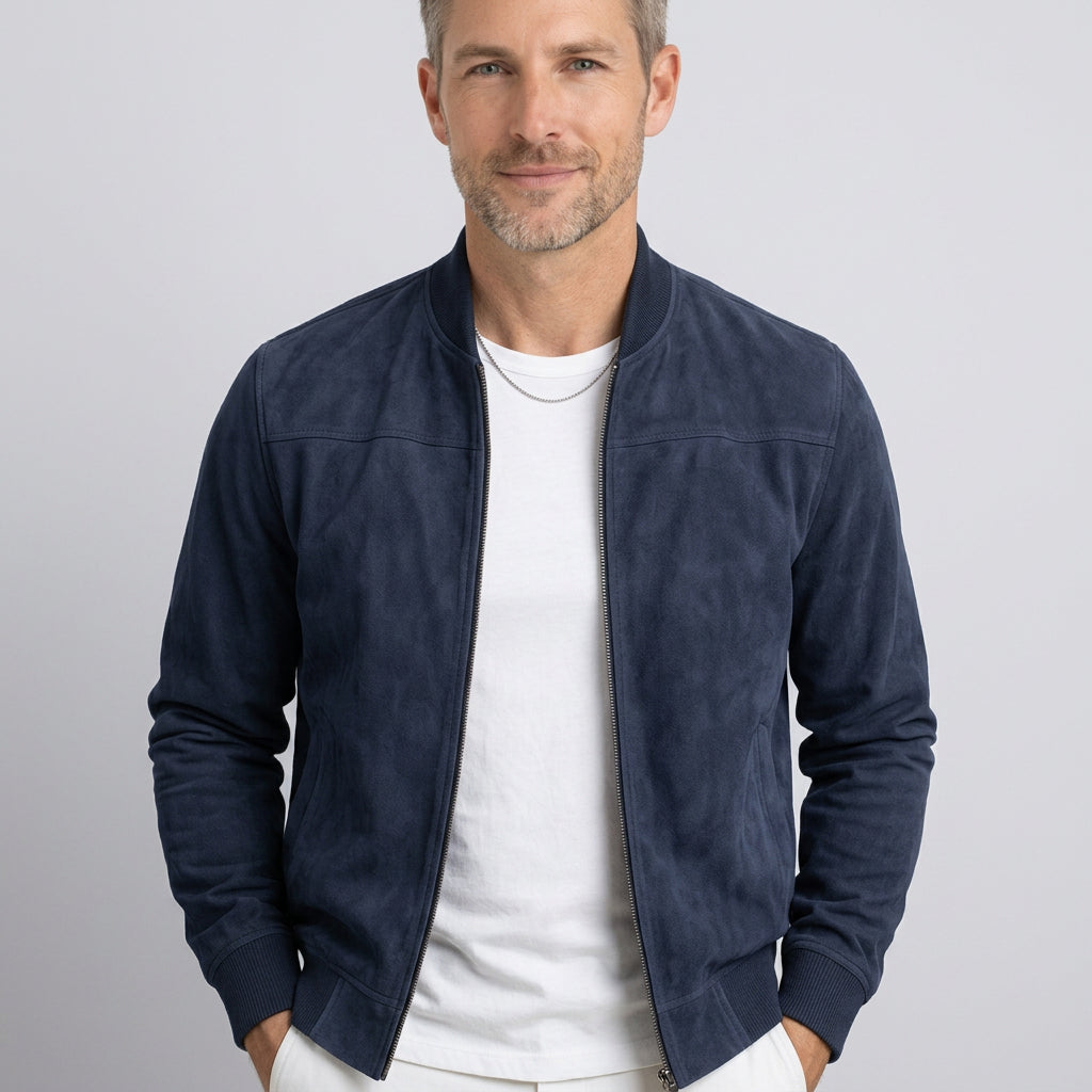 Men’s Suede Style Bomber Jacket