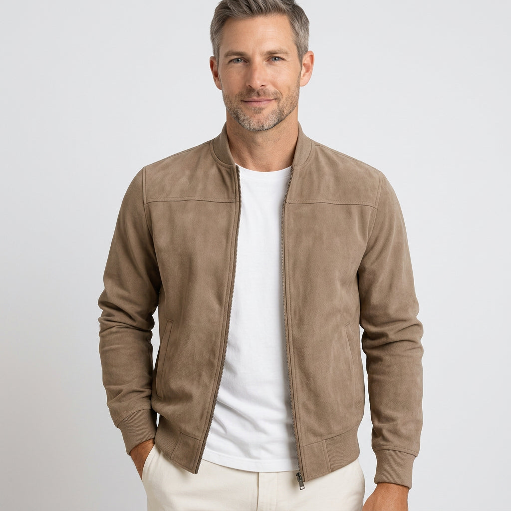 Men’s Suede Style Bomber Jacket