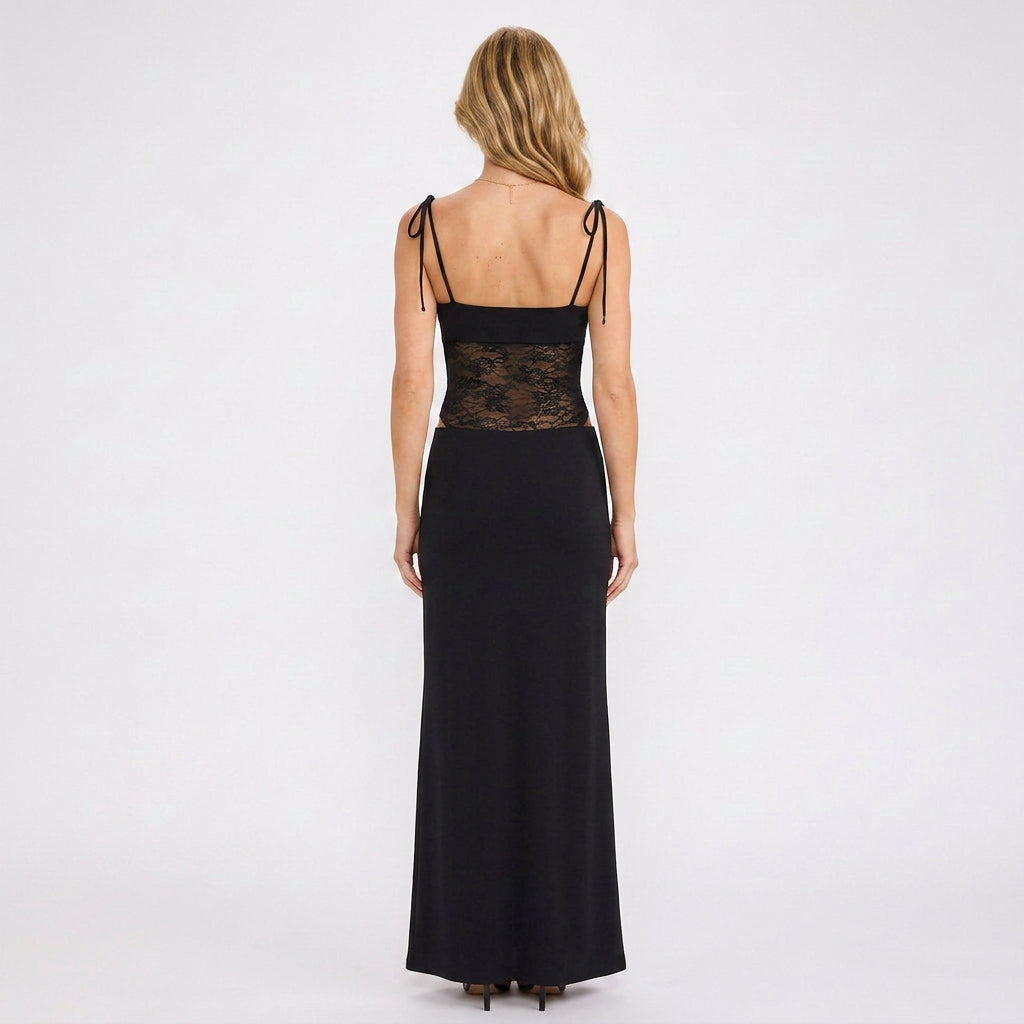 Dress – Lace Panel Evening Maxi Dress