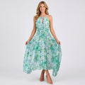 Pleated Floral Halterneck Midi Dress