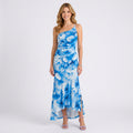 One-Shoulder Floral Ruched Maxi Dress