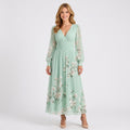 Floral Pleated Empire Waist Maxi Dress