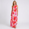 Dress – One Shoulder Floral Pleated Maxi Dress