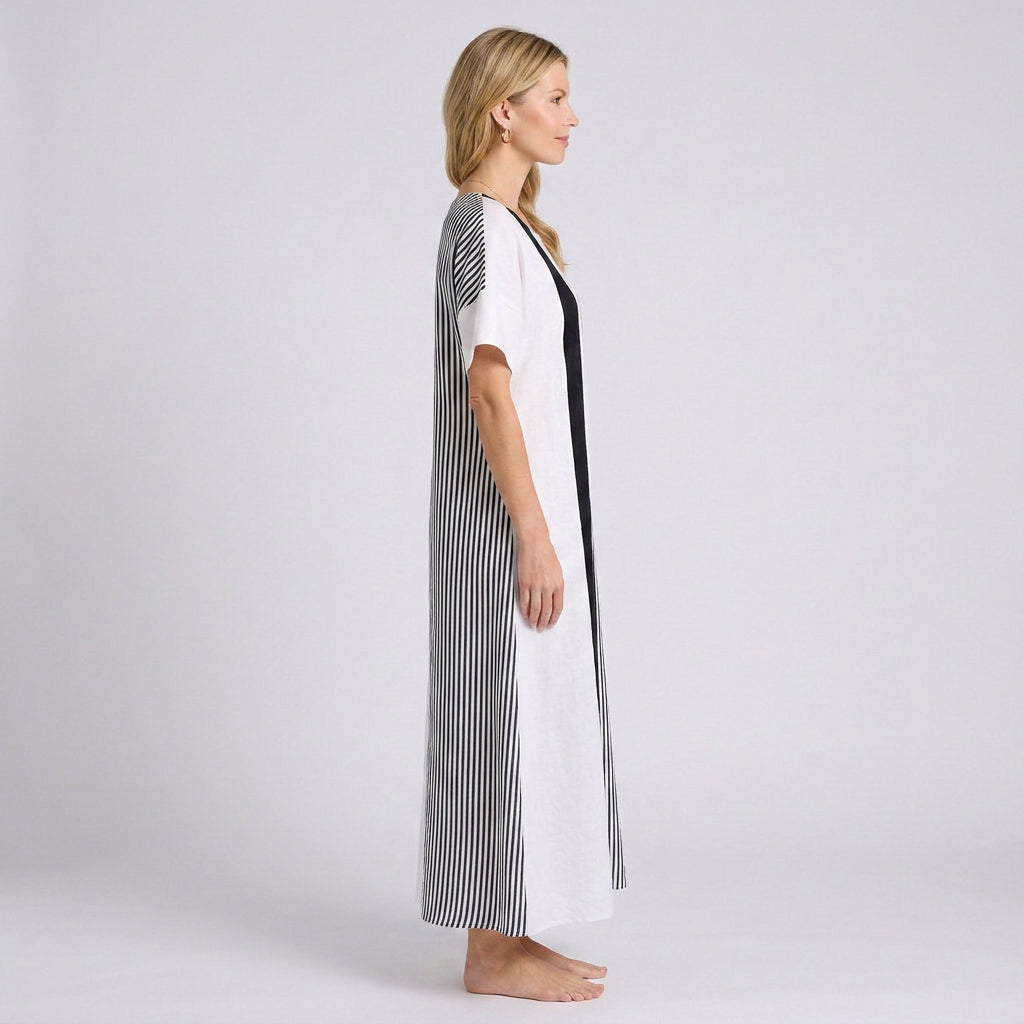 Contrast Stripe Relaxed Maxi Dress