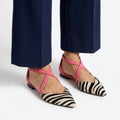 Zebra Print Pointed Slingback Flats