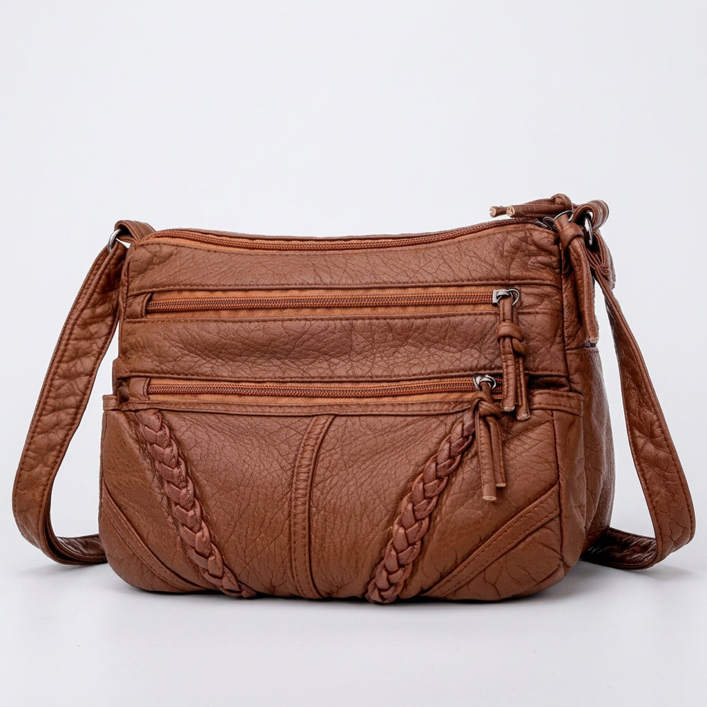 Braided Multi-Zip Crossbody Bag