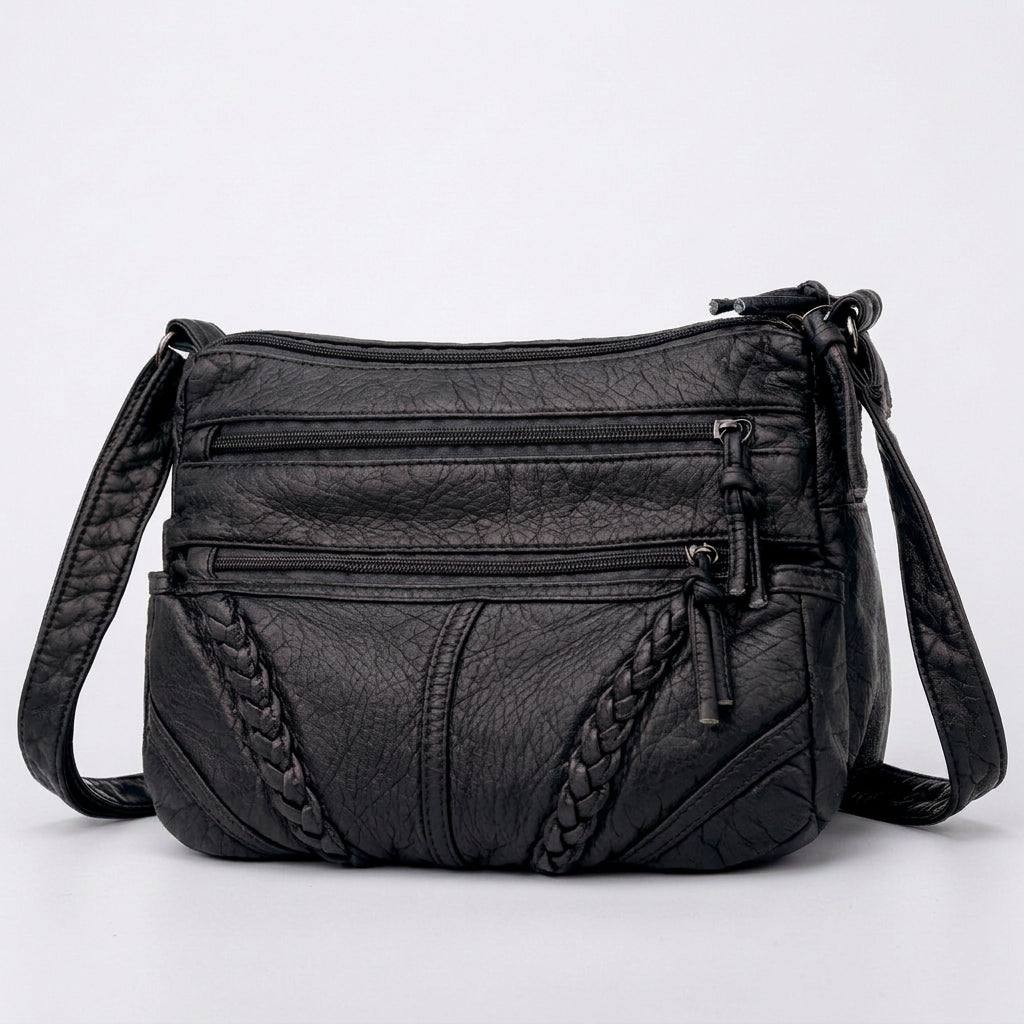 Braided Multi-Zip Crossbody Bag
