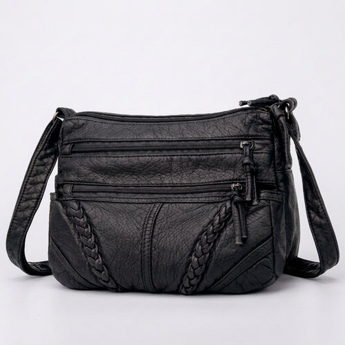 Braided Multi-Zip Crossbody Bag