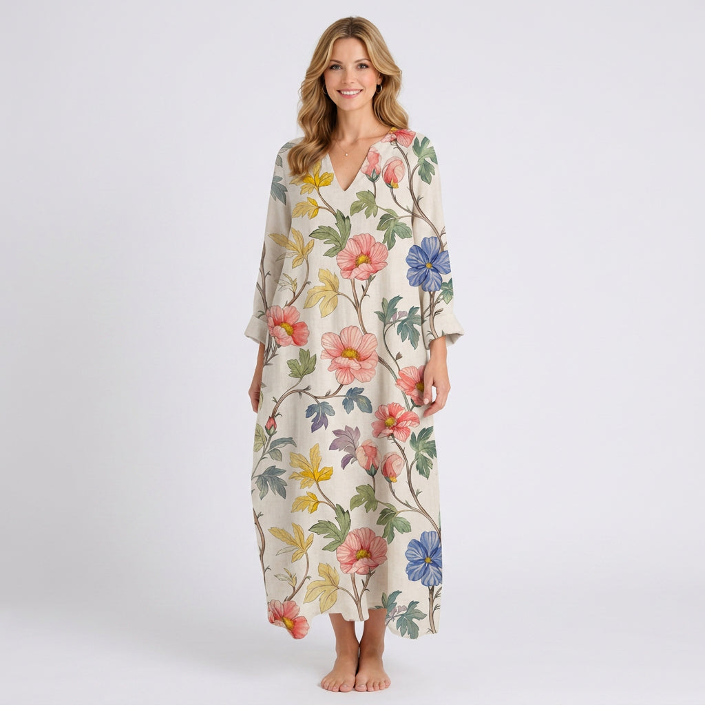 Botanical Print Maxi Dress