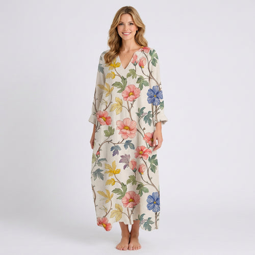 Botanical Print Maxi Dress