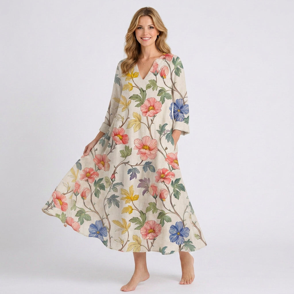 Botanical Print Maxi Dress